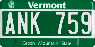 VT license plate ANK759