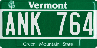 VT license plate ANK764