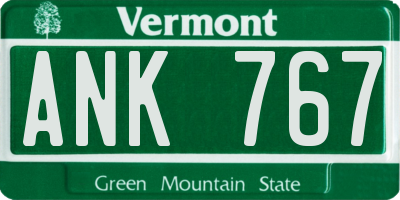 VT license plate ANK767