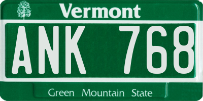VT license plate ANK768