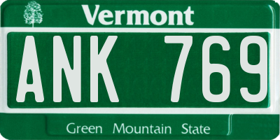 VT license plate ANK769