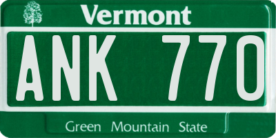VT license plate ANK770
