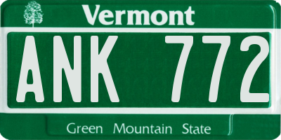 VT license plate ANK772
