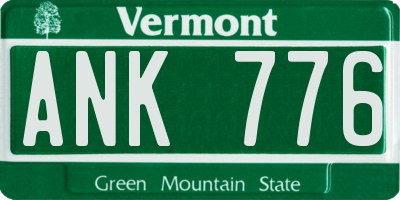 VT license plate ANK776