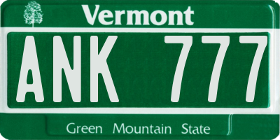 VT license plate ANK777