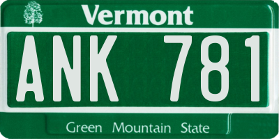 VT license plate ANK781