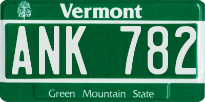 VT license plate ANK782
