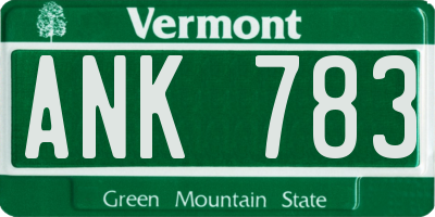 VT license plate ANK783