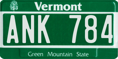 VT license plate ANK784