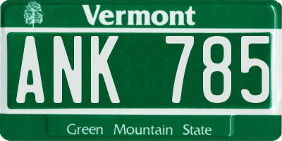 VT license plate ANK785