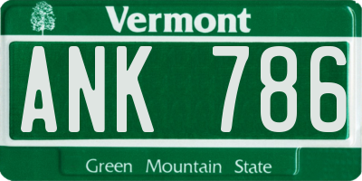 VT license plate ANK786