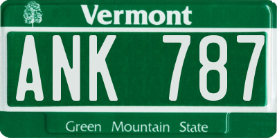 VT license plate ANK787