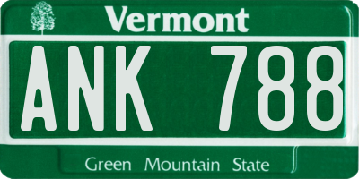 VT license plate ANK788