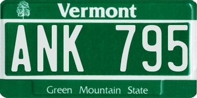 VT license plate ANK795