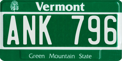 VT license plate ANK796