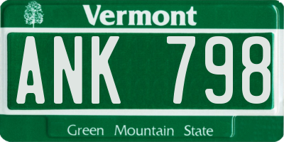 VT license plate ANK798