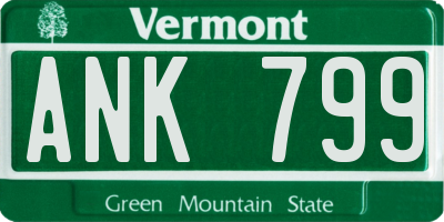 VT license plate ANK799