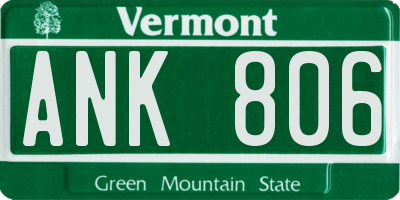 VT license plate ANK806
