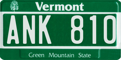 VT license plate ANK810