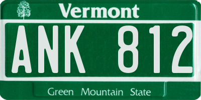 VT license plate ANK812