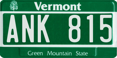 VT license plate ANK815