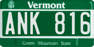 VT license plate ANK816