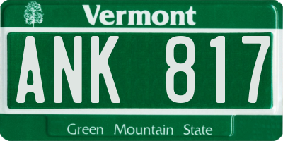 VT license plate ANK817