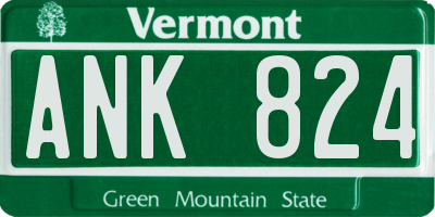 VT license plate ANK824