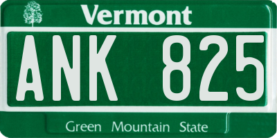 VT license plate ANK825
