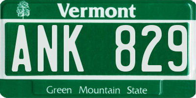 VT license plate ANK829
