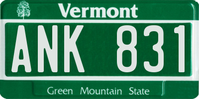 VT license plate ANK831