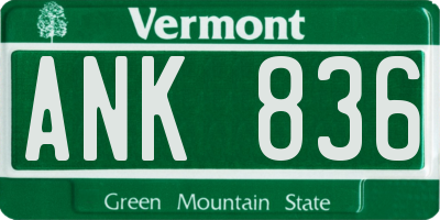 VT license plate ANK836