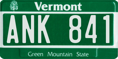 VT license plate ANK841
