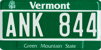 VT license plate ANK844