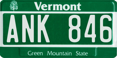 VT license plate ANK846