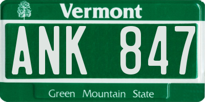 VT license plate ANK847