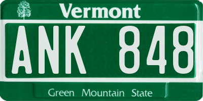 VT license plate ANK848