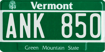 VT license plate ANK850