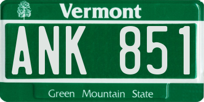 VT license plate ANK851