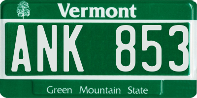 VT license plate ANK853