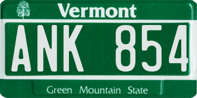 VT license plate ANK854