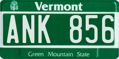 VT license plate ANK856