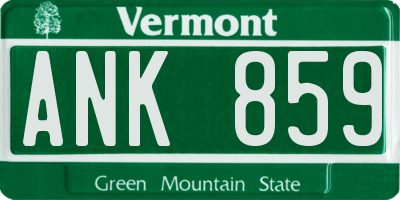 VT license plate ANK859
