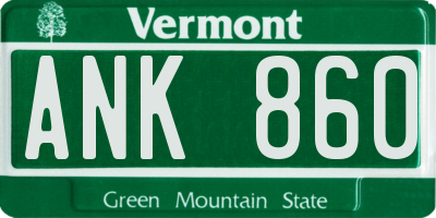 VT license plate ANK860