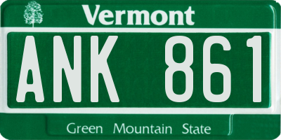 VT license plate ANK861