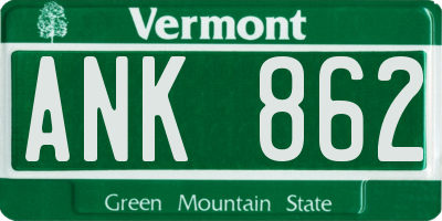 VT license plate ANK862