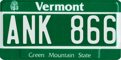 VT license plate ANK866
