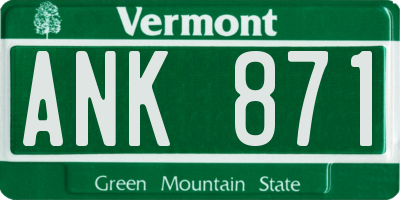 VT license plate ANK871