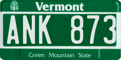 VT license plate ANK873
