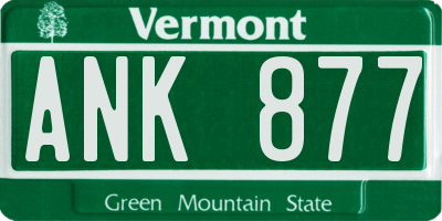 VT license plate ANK877